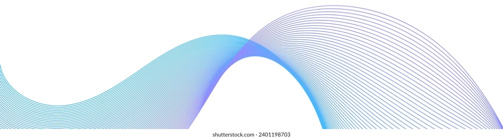 Abstract background with waves for banner. Web banner size. Vector background with lines. Element for design isolated on white. Blue. Water, ocean. Winter, Christmas