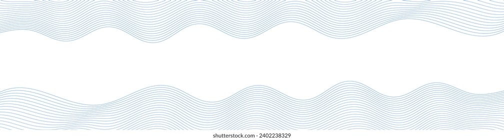 Abstract background with waves for banner. Web banner size. Vector background with lines. Element for design isolated on white. Blue. Water, ocean