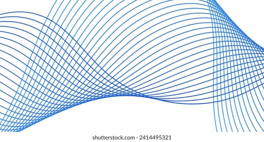 Abstract background with waves for banner. Web banner size. Vector background with lines. Element for design isolated on white. Blue. Water, ocean. Winter, Christmas