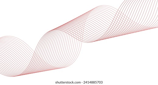 Abstract background with waves for banner. Web banner size. Vector background with lines. Element for design isolated on white. Red color. Brochure