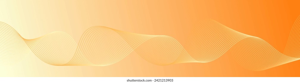Fondo abstracto con olas para el cartel. Tamaño de banner web. Fondo vectorial con líneas. Elemento para el diseño. Gradiente naranja y amarillo. Primavera, verano, sol