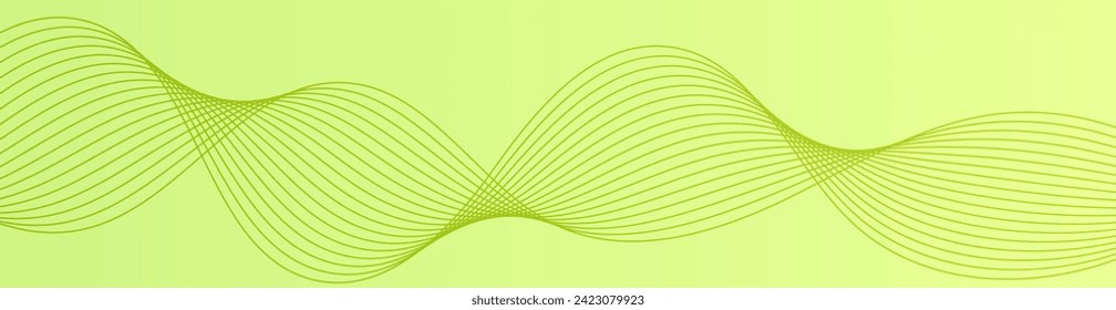 Abstract background with waves for banner. Web banner size. Vector background with lines. Element for design. Green gradient. Spring, summer, nature