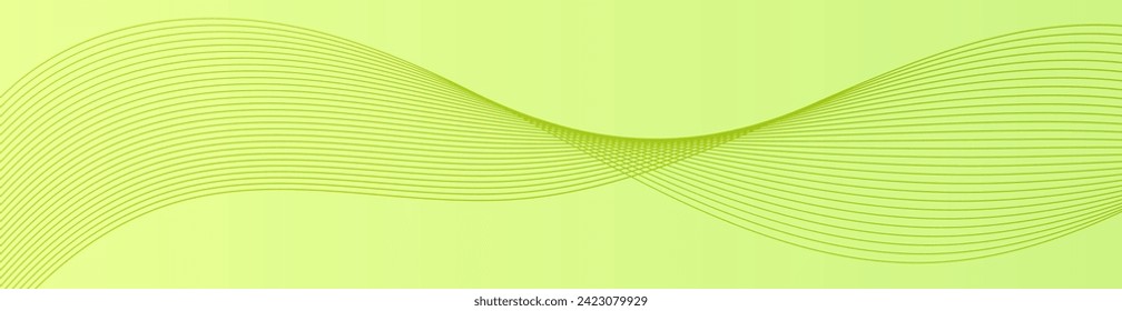 Abstract background with waves for banner. Web banner size. Vector background with lines. Element for design. Green gradient. Spring, summer, nature