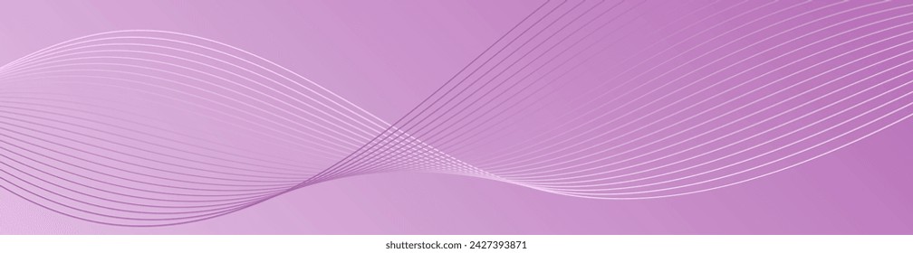 Fondo abstracto con ondas para banner. Tamaño de banner web. Fondo vectorial con líneas. Elemento para diseño aislado. Degradado púrpura. Color rosa. Día de la Mujer. Primavera, verano