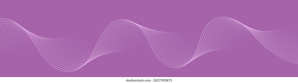 Abstract background with waves for banner. Web banner size. Vector background with lines. Element for design isolated. Purple gradient. Pink color. Women's Day. Spring, summer