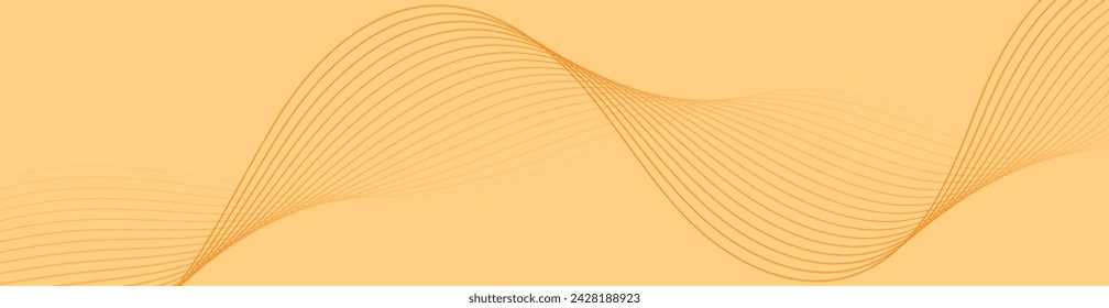 Abstract background with waves for banner. Web banner size. Vector background with lines. Element for design isolated. Orange and yellow gradient. Spring, summer
