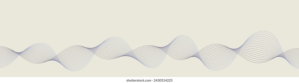 Abstract background with waves for banner. Web banner size. Vector background with lines. Element for design isolated on beige. Purple and blue gradient