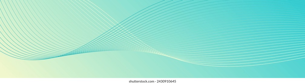 Abstract background with waves for banner. Web banner size. Vector background with lines. Element for design isolated. Blue and yellow gradient. Spring, summer. Water, nature