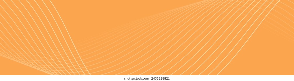 Abstract background with waves for banner. Web banner size. Vector background with lines. Element for design isolated. Orange gradient. Yellow color. Spring, summer. Sun, nature