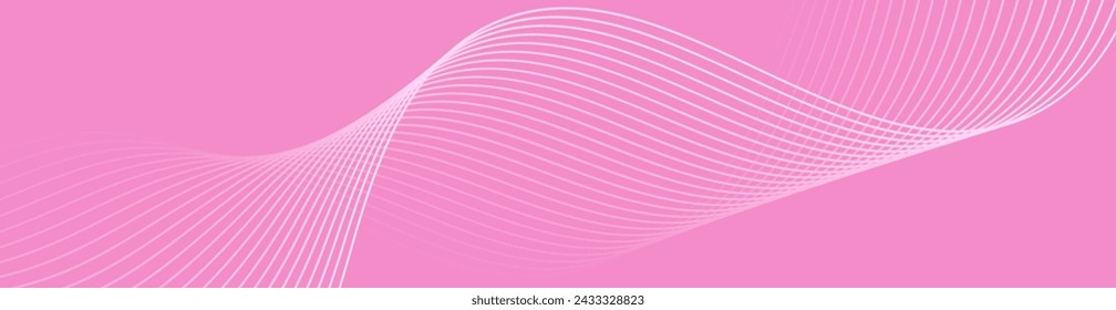 Abstract background with waves for banner. Web banner size. Vector background with lines. Element for design isolated. Pink gradient. Spring, summer. Women's Day. Love, wedding, girl