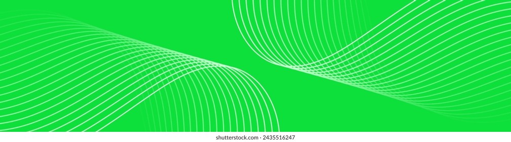 Abstract background with waves for banner. Web banner size. Vector background with lines. Element for design isolated. Green gradient. Spring, summer. Eco, vegan, nature