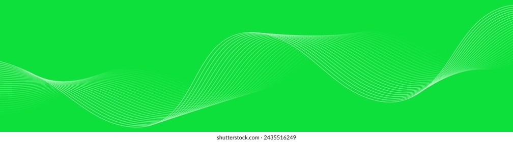 Abstract background with waves for banner. Web banner size. Vector background with lines. Element for design isolated. Green gradient. Spring, summer. Eco, vegan, nature