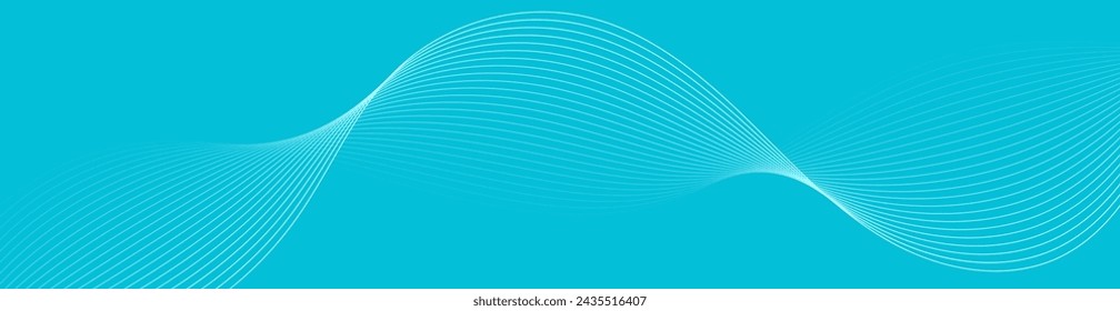 Abstract background with waves for banner. Web banner size. Vector background with lines. Element for design isolated. Blue gradient. Spring, summer. Water, nature