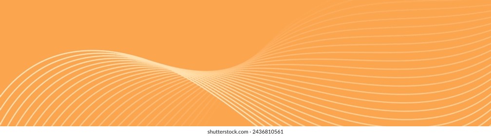 Abstract background with waves for banner. Web banner size. Vector background with lines. Element for design isolated. Orange gradient. Yellow color. Spring, summer. Sun, nature
