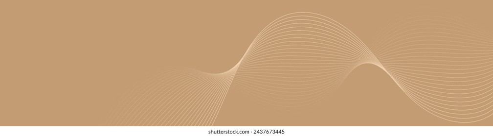 Abstract background with waves for banner. Web banner size. Vector background with lines. Element for design isolated. Brown gradient. Cafe, coffee, restaurant