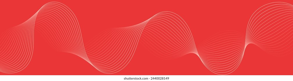 Abstract background with waves for banner. Web banner size. Vector background with lines. Element for design isolated. Red gradient. Love. Women's Day. Valentine's Day