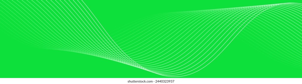 Abstract background with waves for banner. Web banner size. Vector background with lines. Element for design isolated. Green gradient. Spring, summer. Eco, vegan, nature