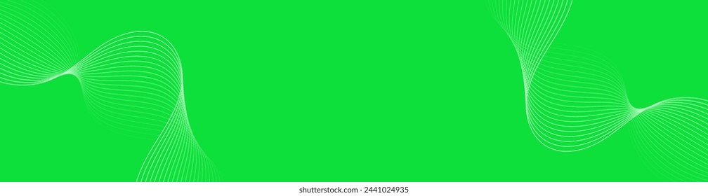 Abstract background with waves for banner. Web banner size. Vector background with lines. Element for design isolated. Green gradient. Spring, summer. Eco, vegan, nature