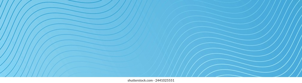 Fondo abstracto con ondas para banner. Tamaño de banner web. Fondo vectorial con líneas. Elemento para diseño aislado. Degradado azul. Primavera, verano. Agua, naturaleza