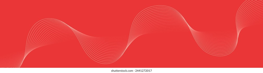 Abstract background with waves for banner. Web banner size. Vector background with lines. Element for design isolated. Red gradient. Love. Women's Day. Valentine's Day