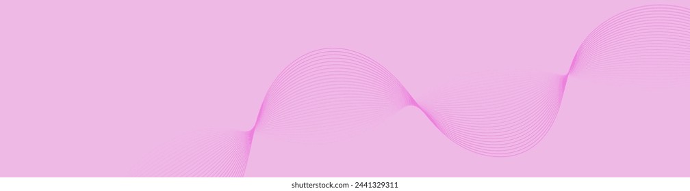 Fondo abstracto con ondas para banner. Tamaño de banner web. Fondo vectorial con líneas. Elemento para diseño aislado. Degradado rosa. Amor. Día de la Mujer. Día de la Madre