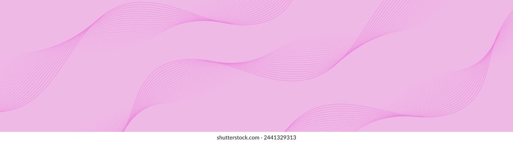 Abstract background with waves for banner. Web banner size. Vector background with lines. Element for design isolated. Pink gradient. Love. Women's Day. Mother's Day