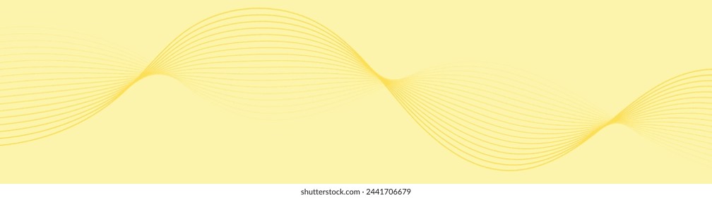 Abstract background with waves for banner. Web banner size. Vector background with lines. Element for design isolated. Yellow gradient. Spring, summer. Sun, nature