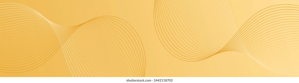 Abstract background with waves for banner. Web banner size. Vector background with lines. Element for design isolated. Orange gradient. Yellow color. Spring, summer. Sun, nature