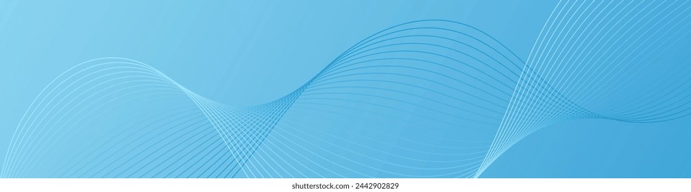 Abstract background with waves for banner. Web banner size. Vector background with lines. Element for design isolated. Blue gradient. Spring, summer. Water, nature
