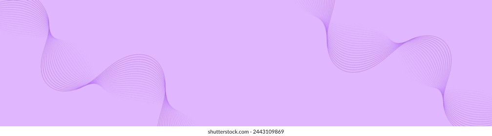 Abstract background with waves for banner. Web banner size. Vector background with lines. Element for design isolated. Purple gradient. Summer, spring, beauty