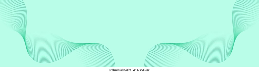 Abstract background with waves for banner. Web banner size. Vector background with lines. Element for design isolated on green. Green gradient. Spring, summer. Eco, nature