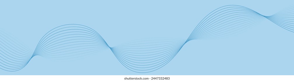 Abstract background with waves for banner. Web banner size. Vector background with lines. Element for design isolated. Blue gradient. Spring, summer. Water, nature