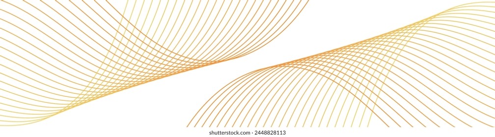 Abstract background with waves for banner. Web banner size. Vector background with lines. Element for design isolated on white. Orange and yellow gradient. Spring, summer