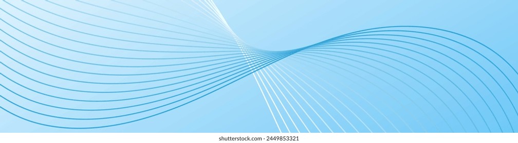 Abstract background with waves for banner. Web banner size. Vector background with lines. Element for design isolated. Blue gradient. Spring, summer. Water, nature