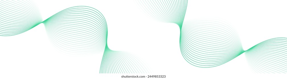 Abstract background with waves for banner. Web banner size. Vector background with lines. Element for design isolated on white. Green and white gradient. Spring, summer. Eco, nature
