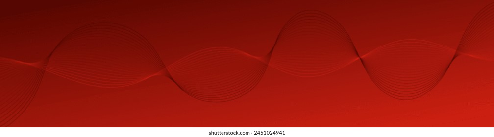 Abstract background with waves for banner. Web banner size. Vector background with lines. Element for design isolated. Red gradient. Love. Women's Day. Valentine's Day