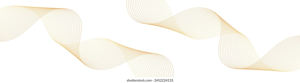 Abstract background with waves for banner. Web banner size. Vector background with lines. Element for design isolated on white. Orange and yellow gradient. Spring, summer