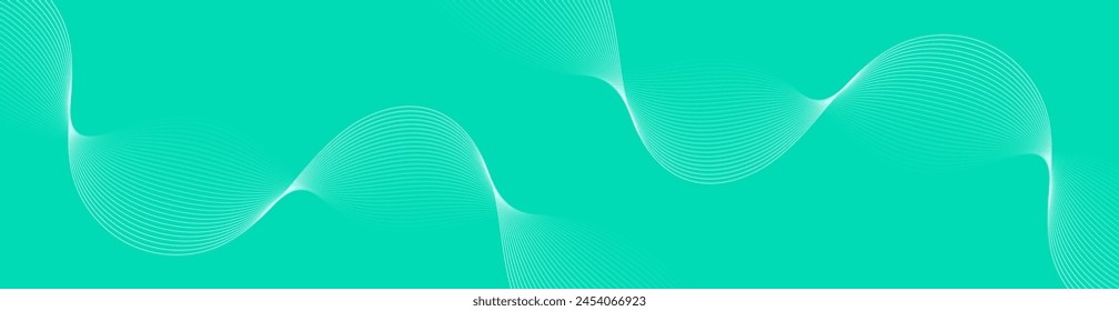 Abstract background with waves for banner. Web banner size. Vector background with lines. Element for design isolated on green. Green gradient. Spring, summer. Eco, nature