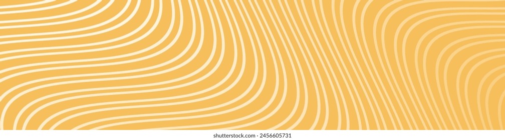 Abstract background with waves for banner. Web banner size. Vector background with lines. Element for design isolated. Orange gradient. Yellow color. Spring, summer. Sun, nature