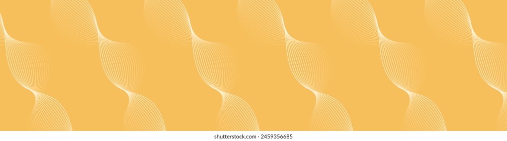 Abstract background with waves for banner. Web banner size. Vector background with lines. Element for design isolated. Orange gradient. Yellow color. Spring, summer. Sun, nature