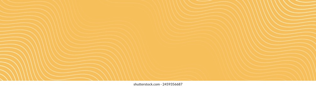 Abstract background with waves for banner. Web banner size. Vector background with lines. Element for design isolated. Orange gradient. Yellow color. Spring, summer. Sun, nature