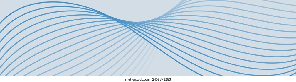 Fondo Abstractas con ondas para el Anuncio. Tamaño del Anuncio de Web. Fondo de Vector con líneas. Elemento para diseño aislado en gris. Degradado azul. Primavera, verano, invierno. Agua, océano