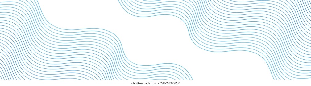 Abstract background with waves for banner. Web banner size. Vector background with lines. Element for design isolated on white. Blue gradient. Spring, summer, winter. Water, ocean