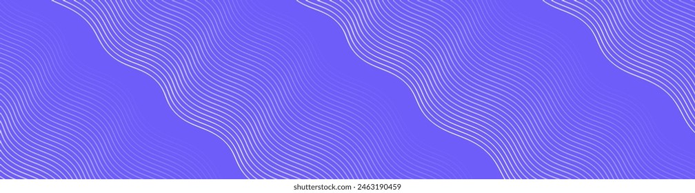 Abstract background with waves for banner. Web banner size. Vector background with lines. Element for design isolated on blue. Blue gradient. Spring, summer, winter. Water, ocean