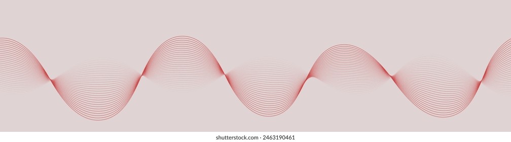 Abstract background with waves for banner. Web banner size. Vector background with lines. Element for design isolated on beige. Red gradient. Spring, summer, love