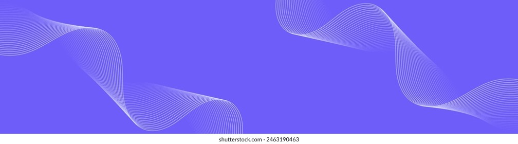 Abstract background with waves for banner. Web banner size. Vector background with lines. Element for design isolated on blue. Blue gradient. Spring, summer, winter. Water, ocean