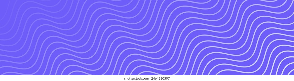 Abstract background with waves for banner. Web banner size. Vector background with lines. Element for design isolated on blue. Blue gradient. Spring, summer, winter. Water, ocean
