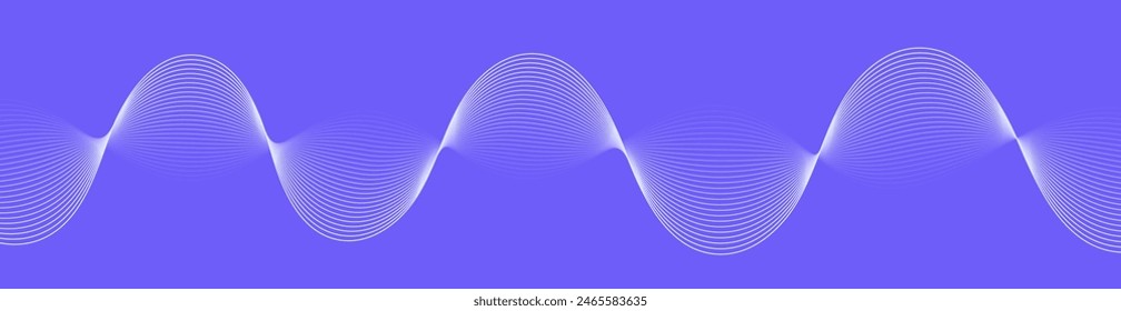 Abstract background with waves for banner. Web banner size. Vector background with lines. Element for design isolated on blue. Blue gradient. Spring, summer, winter. Water, ocean