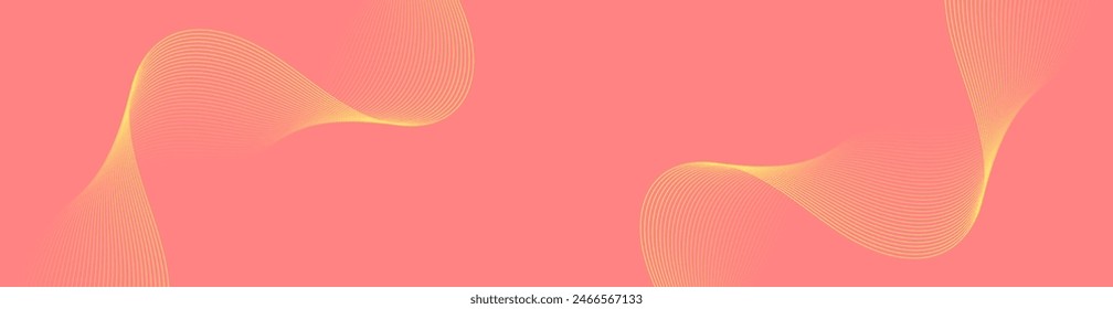 Abstract background with waves for banner. Web banner size. Vector background with lines. Element for design isolated on red. Red and yellow gradient. Spring, summer