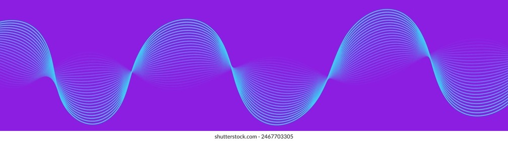 Abstract background with waves for banner. Web banner size. Vector background with lines. Element for design isolated on purple. Purple and blue gradient. Water, ocean, sea. Summer, winter